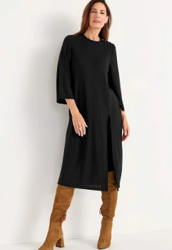 Outlet Ribbstickad klänningstunika Klänningar & Kjolar|Plus Size
