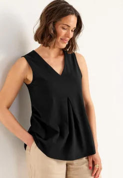 Ärmlös trikåtopp med v-ringning Toppar & T-Shirts|Plus Size