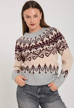 Discount Stickad tröja med jacquardmönster Tröjor & Cardigans|Stickat