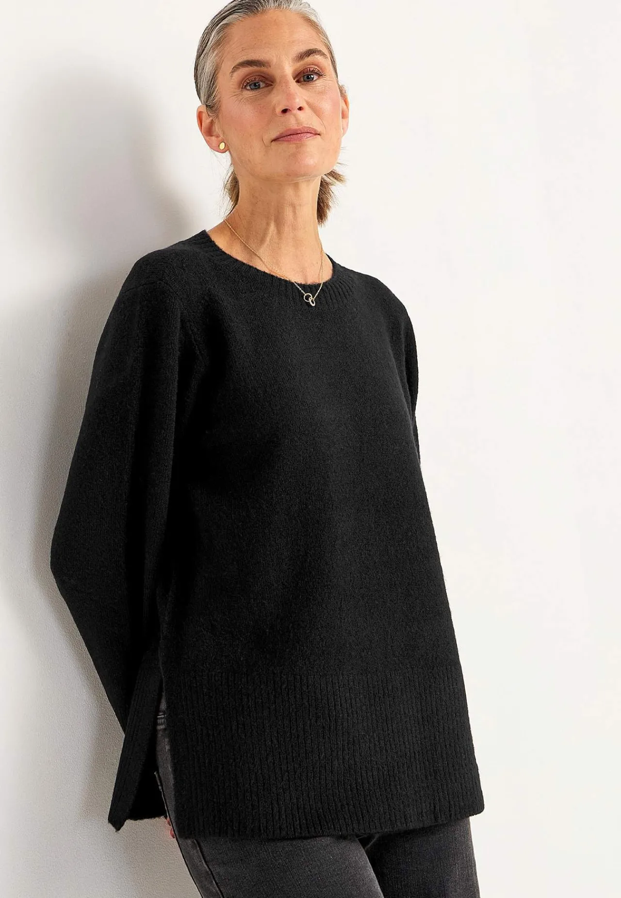 Stickad tröja med slitsar Tröjor & Cardigans|Stickat
