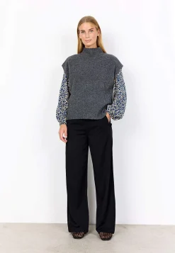 Outlet Stickad väst med halvpolo Tröjor & Cardigans|Stickat
