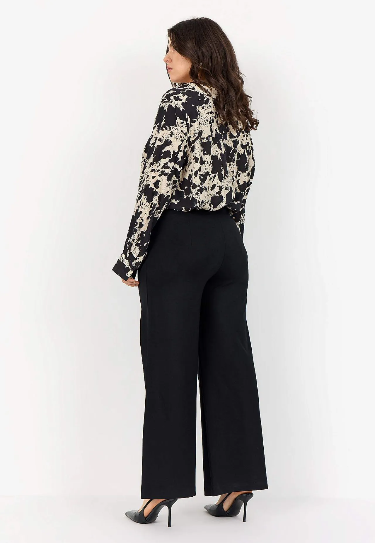 Sale Stretchig, elegant byxa med vida ben Byxor|Plus Size