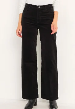 Clearance Stretchig manchesterbyxa med vida ben Byxor|Plus Size