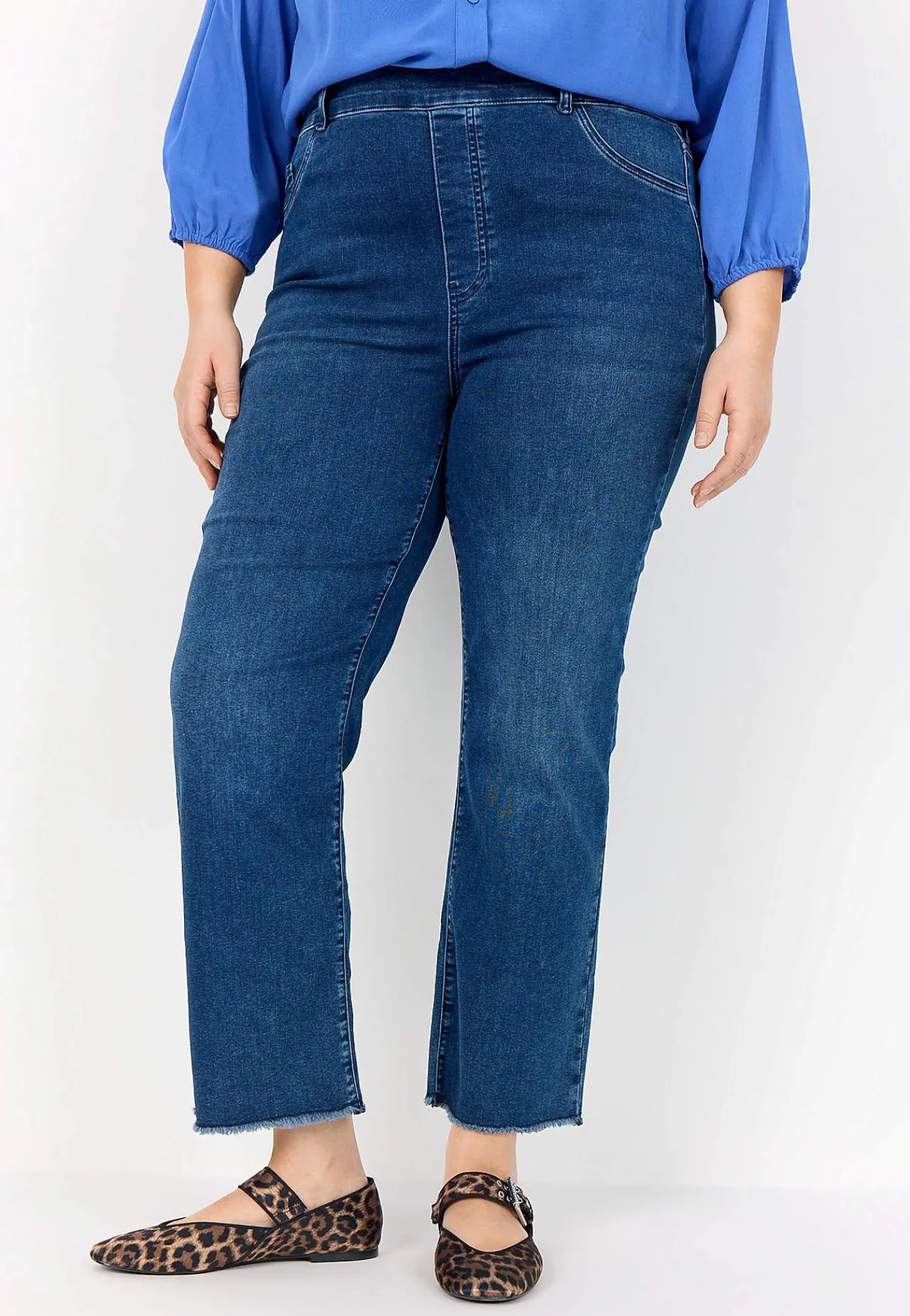 Hot Stretchiga jeans med hög resårmidja Byxor|Jeans