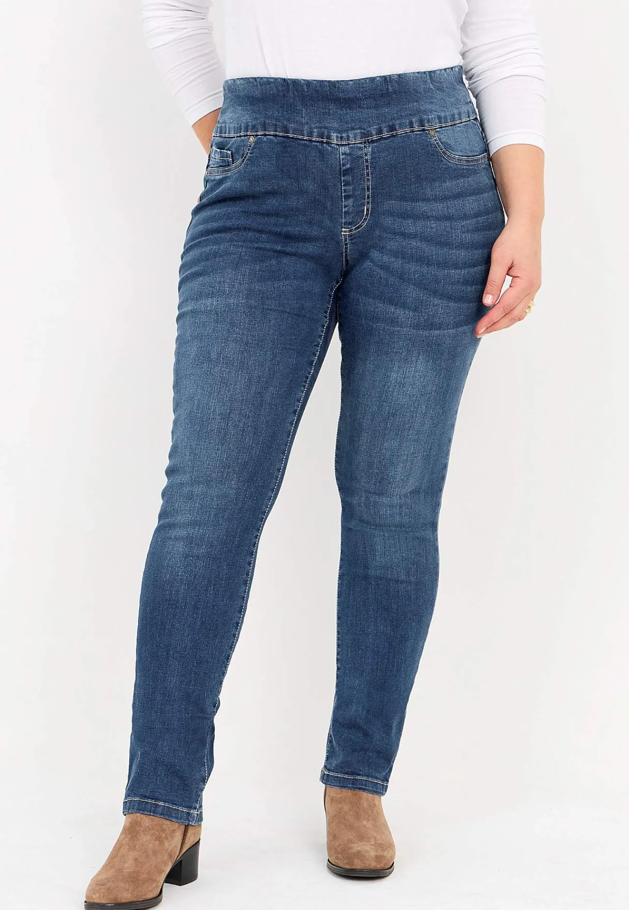 Online Stretchiga jeggings med hög resårmidja Elin Byxor|Jeans