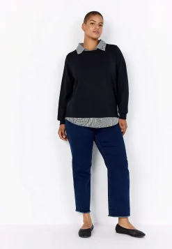 Supermjuk trikåtopp med fastsydd skjortkrage Tröjor & Cardigans|Toppar & T-Shirts