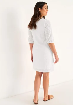 Clearance Trikåklänning med hålbroderi Klänningar & Kjolar|Plus Size