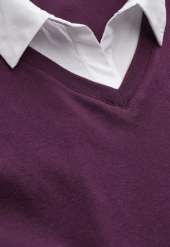 Hot Trikåtopp med fastsydd skjortkrage Tröjor & Cardigans|Toppar & T-Shirts