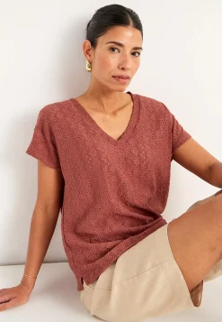 Outlet Trikåtopp med hålbroderi Toppar & T-Shirts|Plus Size