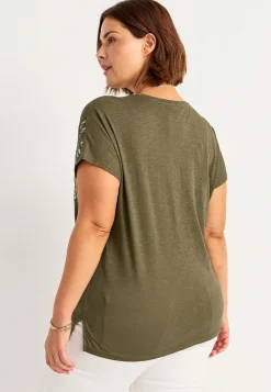 New Trikåtopp med korta ärmar Toppar & T-Shirts|Plus Size