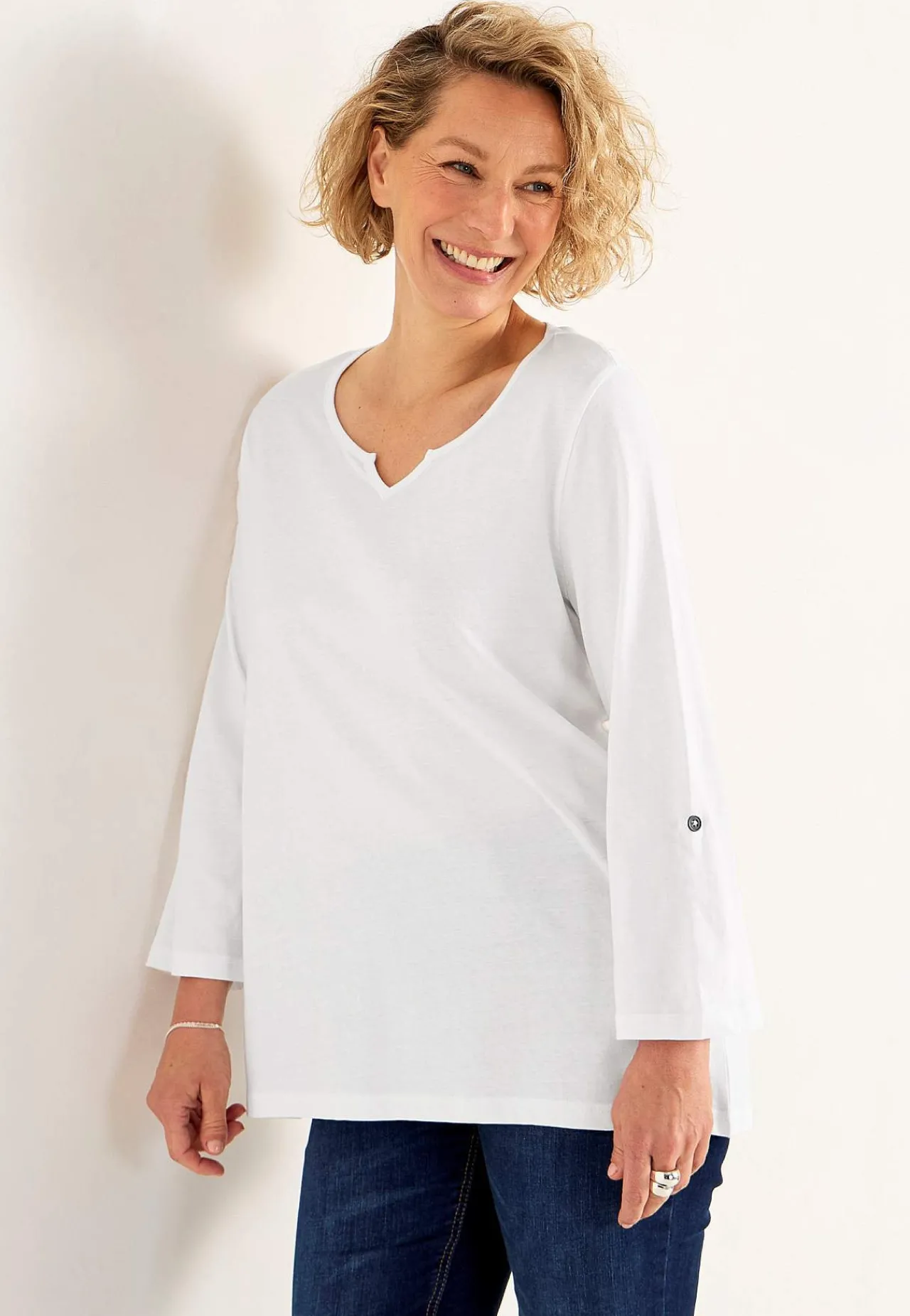 Hot Trikåtopp med 3/4-långa ärmar Toppar & T-Shirts|Plus Size