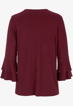 Trikåtopp med volangärmar Toppar & T-Shirts|Plus Size