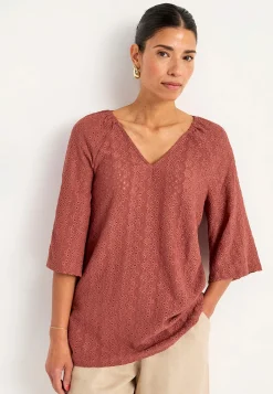 Online Trikåtunika med hålbroderi Toppar & T-Shirts|Tunikor
