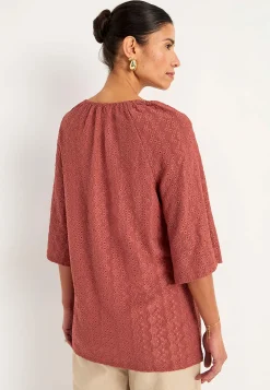 Online Trikåtunika med hålbroderi Toppar & T-Shirts|Tunikor