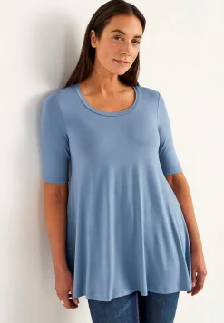 New Trikåtunika med korta ärmar Tunikor|Plus Size