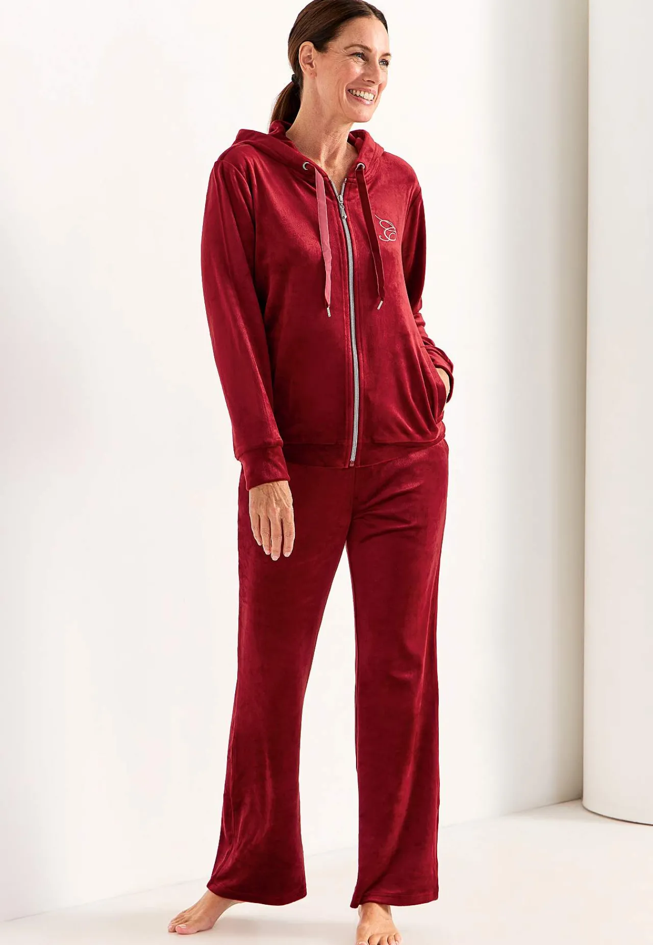 Online Tvådelat velourset Plus Size|Sov- & Myskläder
