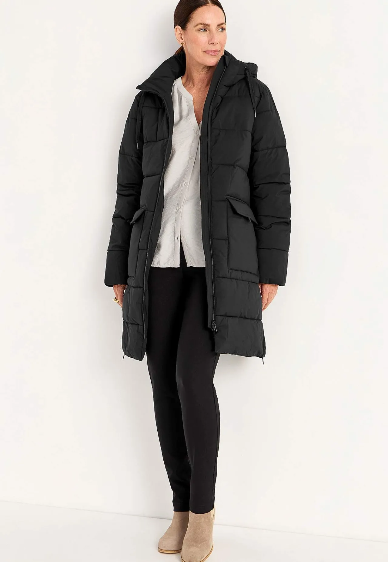 Varm jacka med sidodragkedjor nertill Jackor & Kappor|Plus Size