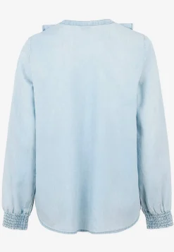 Discount Volangblus i denim Toppar & T-Shirts|Skjortor & Blusar