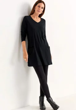 Discount V-ringad trikåtunika med fickor Tunikor|Plus Size