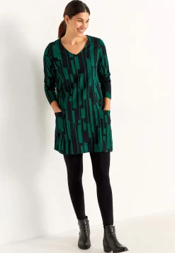 Hot V-ringad trikåtunika med fickor Tunikor|Plus Size