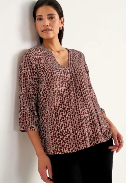 Online V-ringad, vävd blus Skjortor & Blusar|Plus Size