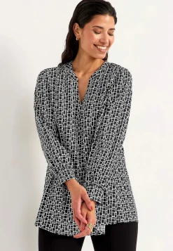 Outlet V-ringad, vävd tunika Tunikor|Plus Size