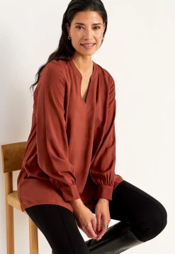 Clearance V-ringad, vävd tunika Tunikor|Plus Size