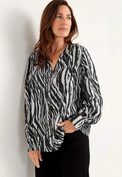 New Vävd blus med knappar Skjortor & Blusar|Plus Size