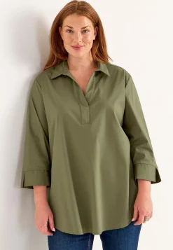 Clearance Vävd tunika i poplin Skjortor & Blusar|Tunikor