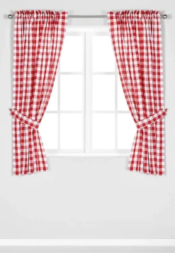 New Vävda, rutiga gardinlängder 2-pack Gardiner|Kökstextilier